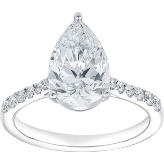 LuvMyJewelry Chloe 14K White Gold Pear Lab Grown Diamond Engagement Ring - 3.25 Ct at Nordstrom, Size 6.5