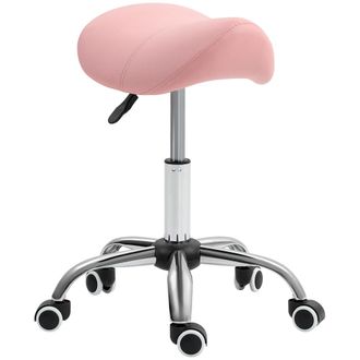 HOMCOM Taburete con ruedas 52x53x61 cm rosa