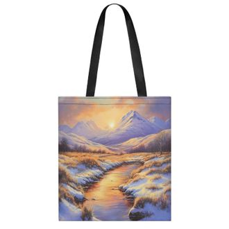 Generic Winter Sunset Womens Tote Casual Shopping Bag Lightweight Shoulder Bags Hobos Handbag for Work Travel Daily 35x40cm