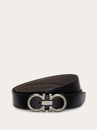 Ferragamo Men Reversible and adjustable Gancini belt Black