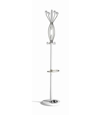 HERDASA Herdasa - Perchero Mod. 425 Con Parag&uuml;ero Herrajes Cromo Satinado Lacado Blanco, 184 Cm(alto)37 Cm(ancho)37 Cm(largo)