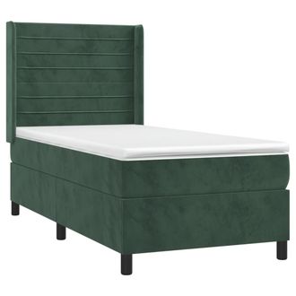 vidaXL Vidaxl - Cama Box Spring Con Colch&oacute;n Terciopelo Verde Oscuro 90x200 Cm