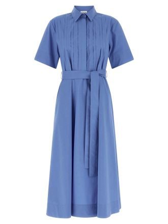 P.A.R.O.S.H. Blue Cotton Midi Womens Dress