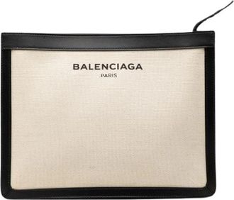 Balenciaga Pre-owned Clutches, female, Beige, Size: ONE SIZE Pre-owned Vintage Canvas Clutch