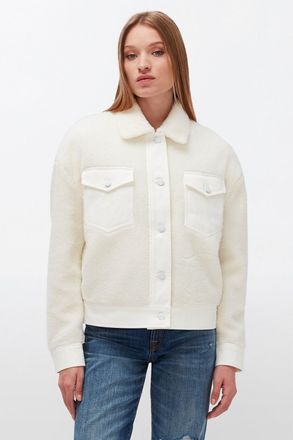 7 For All Mankind Womens Ladies Sherpa Jacket - White - Size X-Small