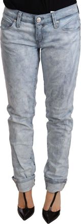 Acht Womens Skinny Acid Wash Jeans - Light Grey Cotton - Size 26 (Waist)