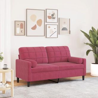 vidaXL Vidaxl - Divano a 2 Posti con Cuscini Rosso Vino 140 cm in Velluto