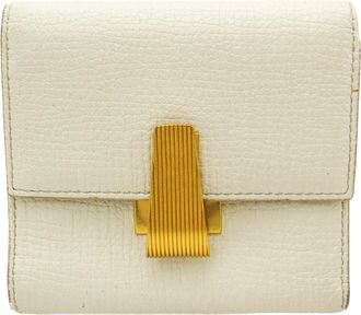 Bottega Veneta Palmerato White Leather Wallet (Pre-Owned)