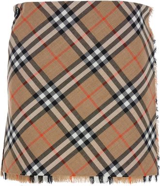 Burberry Beige Mini Kilt Rok voor Vrouwen - Dames - Korte rokken - Beige - 3XS - Wol - Rokken