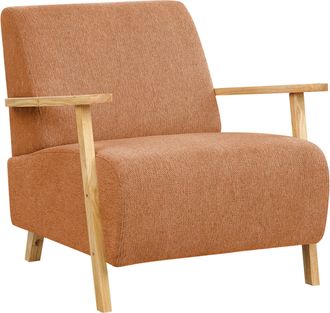 Beliani Beliani - Sill&oacute;n Retro Moderno Con Reposabrazos De Tela Naranja Lesja