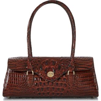 Brahmin Dayan Croc Embossed Leather Satchel in Pecan at Nordstrom