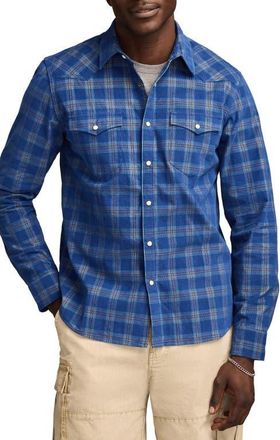 Lucky Brand Plaid Long Sleeve Corduroy Western Shirt in Blue Multi at Nordstrom, Size Xx-Large
