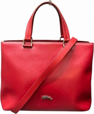 Longchamp Leather Shoulder Bag Tote Bag (Pre-Owned)