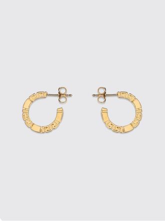 Versace Orecchini a cerchio in metallo color oro con motivo Greca inciso