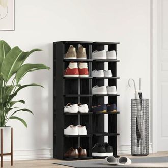 vidaXL Scarpiere 2 pz Rovere Nero 25x27x102 cm in Legno Multistrato - Vidaxl