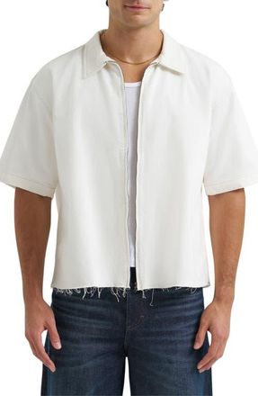 Lee Denim Short Sleeve Zip-Up Shirt in White at Nordstrom, Size Xx-Large