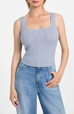 Guess Lyla Pointelle Crop Sweater Tank in Nimbus Blue at Nordstrom, Size Medium
