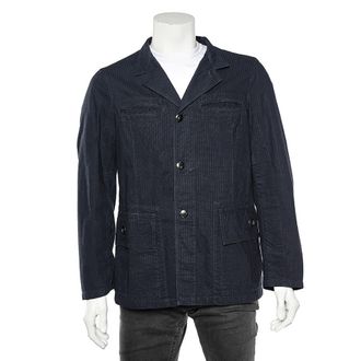 Emporio Armani Blue Striped Cotton Jacket
