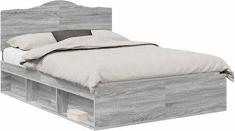 vidaXL Bed Frame Grey Sonoma 140 x 190 cm Solid Pine Wood vidaXL