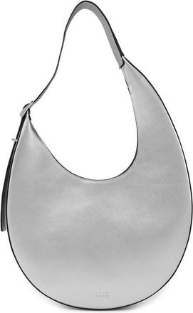 Behno Medium Ina Metallic Leather Crescent Shoulder Bag in Silver at Nordstrom