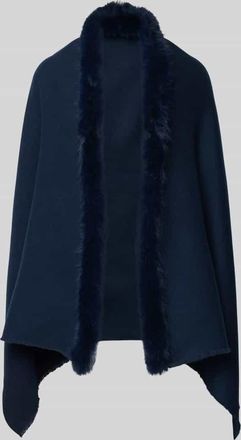 Fraas Poncho mit Kunstfellbesatz in Dunkelblau, Größe 1