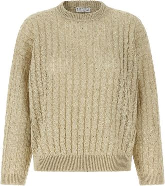 Brunello Cucinelli Beige Dazzling Cable sweater