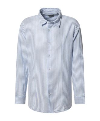 Pierre Cardin Langarmhemd PIERRE CARDIN Kent,MF,TW106, Herren, Gr. XXL, N-Gr, air, Web, Obermaterial: 65% Baumwolle, 35% Leinen, gestreift, regular fit taillenbedec