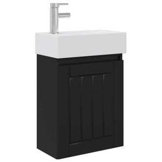 vidaXL M&oacute;dulo De Ba&ntilde;o Con Grifer&iacute;a Negro 45,5 X 25,5 X 84 Cm Vidaxl
