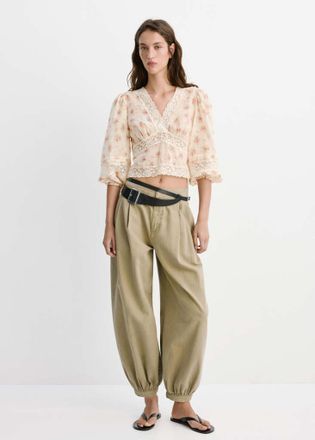 Mango Blusa pizzo floreale rosa - Donna - S - MANGO