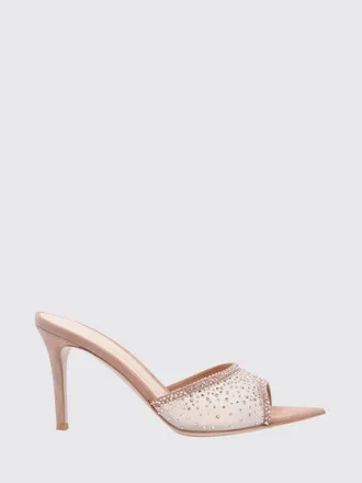 Gianvito Rossi Rania Crystal-Embellished Mesh Mule Sandals with High Heel