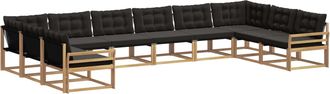 vidaXL Conjunto De Sof&aacute;s De Exterior 10 Uds. Blanco Y Negro Vidaxl
