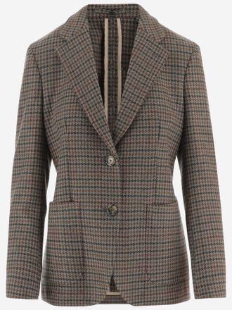 Lardini kasjmier jack met pied-de-poule-patroon