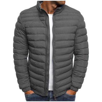 Generic Winter Jackets for Men Puffer Jacket Full Zip Hooded Fleece Coat Warm Quilted Jacket with Pocket Hoodie Black Padded Outwear Fashion Solid Color Fleec