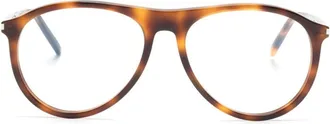 Saint Laurent Eyewear tortoiseshell pilot-frame sunglasses - unisex - Acetate - 56 - Brown