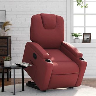 vidaXL Vidaxl - Sill&oacute;n Reclinable Elevable Cuero Artificial Rojo Tinto