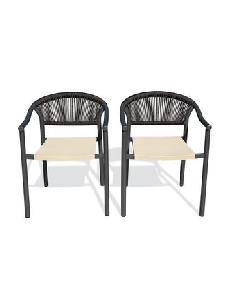DCB Garden Juego de 2 sillones de jard&iacute;n - gris antracita