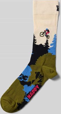 Happy Socks Socken mit Motiv-Stitching Modell Mountain Bike in Oliv, Größe 41-46