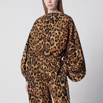 Alaia Leopard-print nylon bodysuit shirt