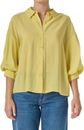 English Factory Balloon Sleeve Button-Up Shirt in Butter Yellow at Nordstrom Rack, Size X-Small