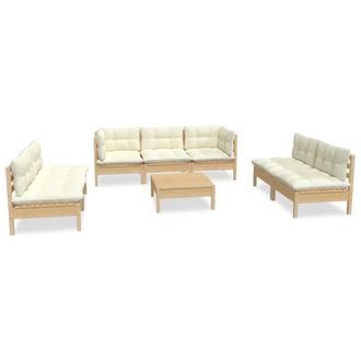vidaXL Muebles De Jard&iacute;n 8 Piezas Cojines Madera Maciza De Pino Vidaxl