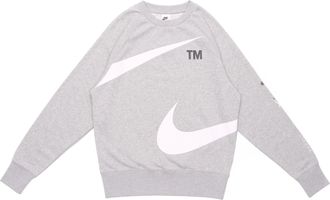 Nike Mens Nike Swoosh Ft Crew Large Logo Printing Knit Round Neck Pullover Autumn Gray DD6097-063