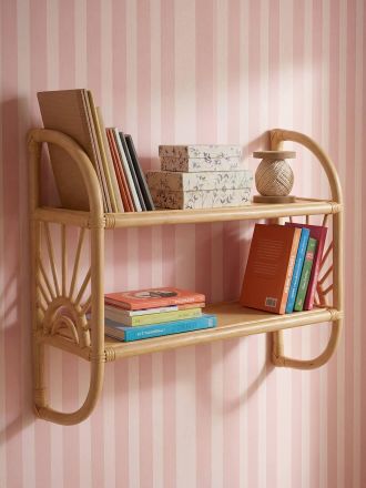 Vertbaudet Rattan-Wandregal SONNENSCHEIN mit 2 B&ouml;den, Kinderzimmer natur