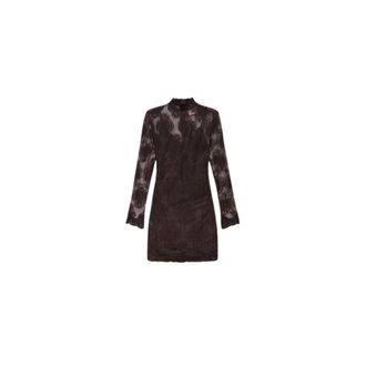 Aniye By Mini kanten jurk met hoge hals - Dames - Jurken - Bruin - Maat: M Leer