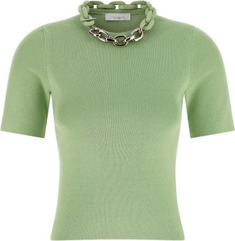Paco Rabanne Chain T Shirt Verde-Donna