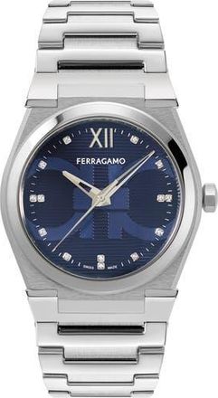 Ferragamo Vega Holiday Capsule Diamond Bracelet Watch, 40mm in Stainless Steel at Nordstrom Rack