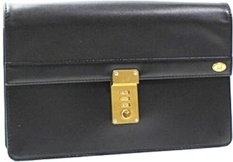 Dunhill Beige Black Leather Clutch Bag (Pre-Owned)
