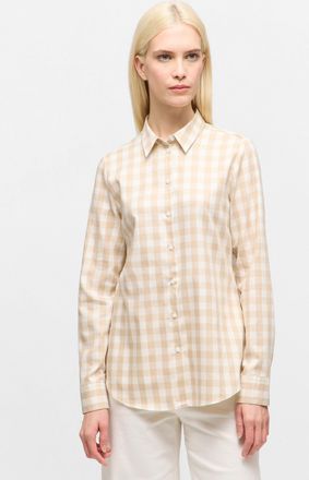 Eterna Hemdbluse ETERNA REGULAR FIT, Damen, Gr. 34, beige, 70% Baumwolle, 30% Lyocell, Blusen Hemdbluse, EASY IRON (b&uuml;gelleicht)