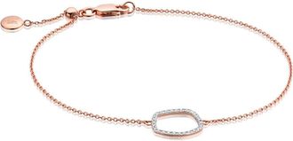 Monica Vinader Riva Diamond Hoop Chain Bracelet, Rose Gold Vermeil on Silver