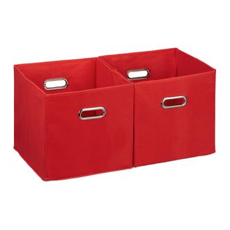 Relaxdays 12 X Caja De Almacenamiento, Cesta Sin Tapa, Caja Plegable Con Asas, Caja Cuadrada Para Estanter&iacute;a, 30 Cm, Roja