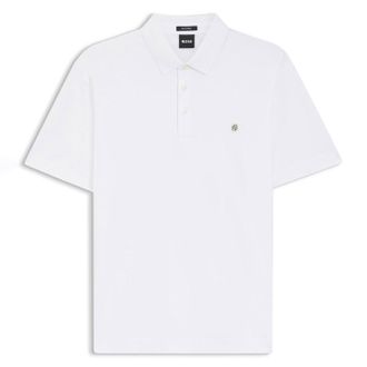 HUGO BOSS Herenpolo van Boss C-Parris met dubbel monogram in naturelkleur